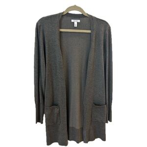 Nine West Gray Open Front Cardigan Sweater